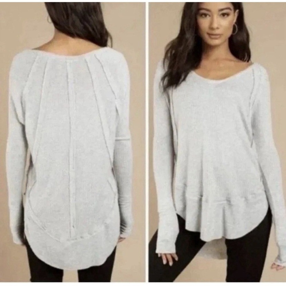 We The Free‎ People Catalina Knit Thermal Long Sleeve  Women's Med Ivory Waffle